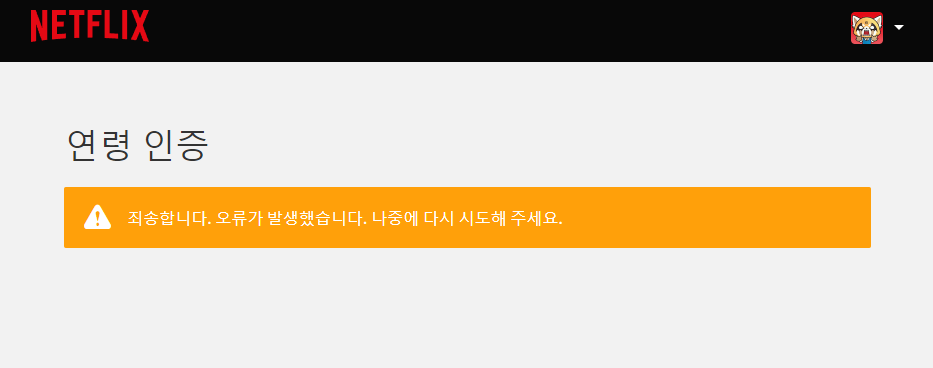 넷플릭스 성인인증 오류