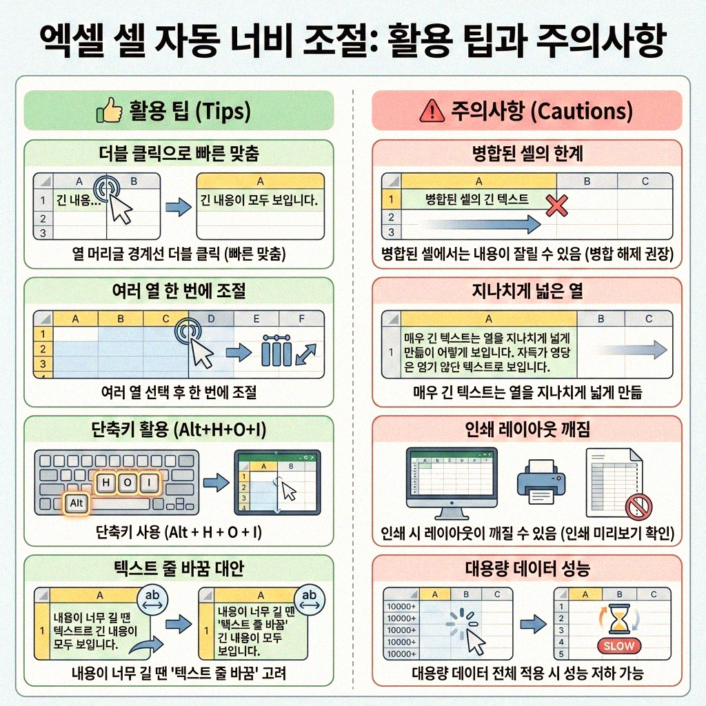 엑셀 셀 자동 너비 조절 완벽 가이드
