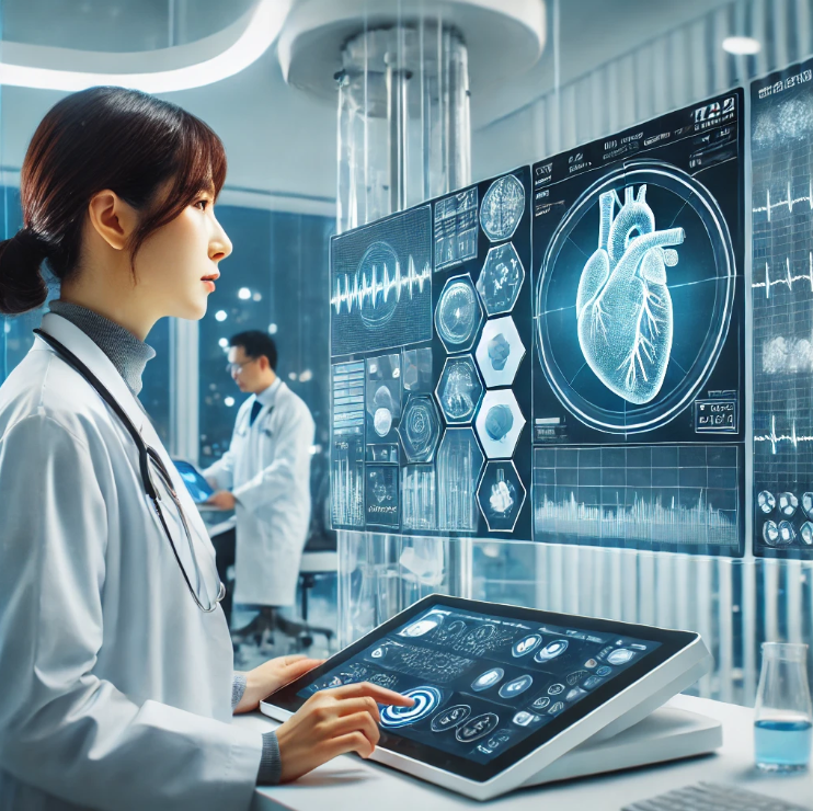 첨단 의료 기술을 사용하는 의사의 모습