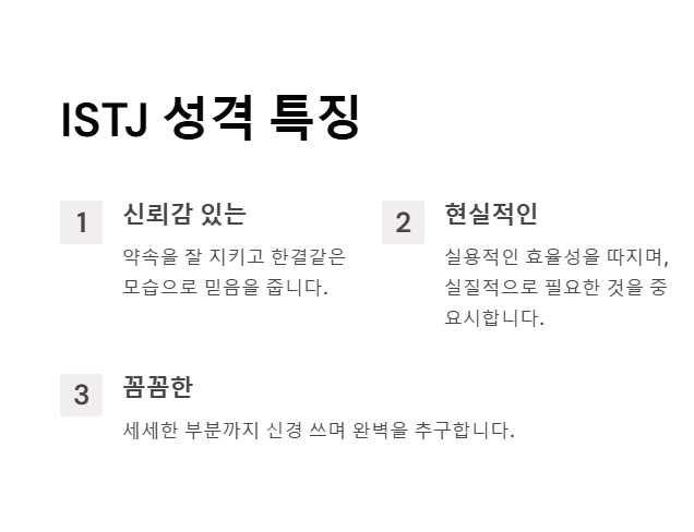 ISTJ의 성격 특징