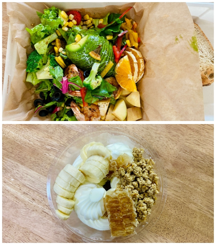 아보카도-새우-샐러드와-벌꿀-그릭요거트