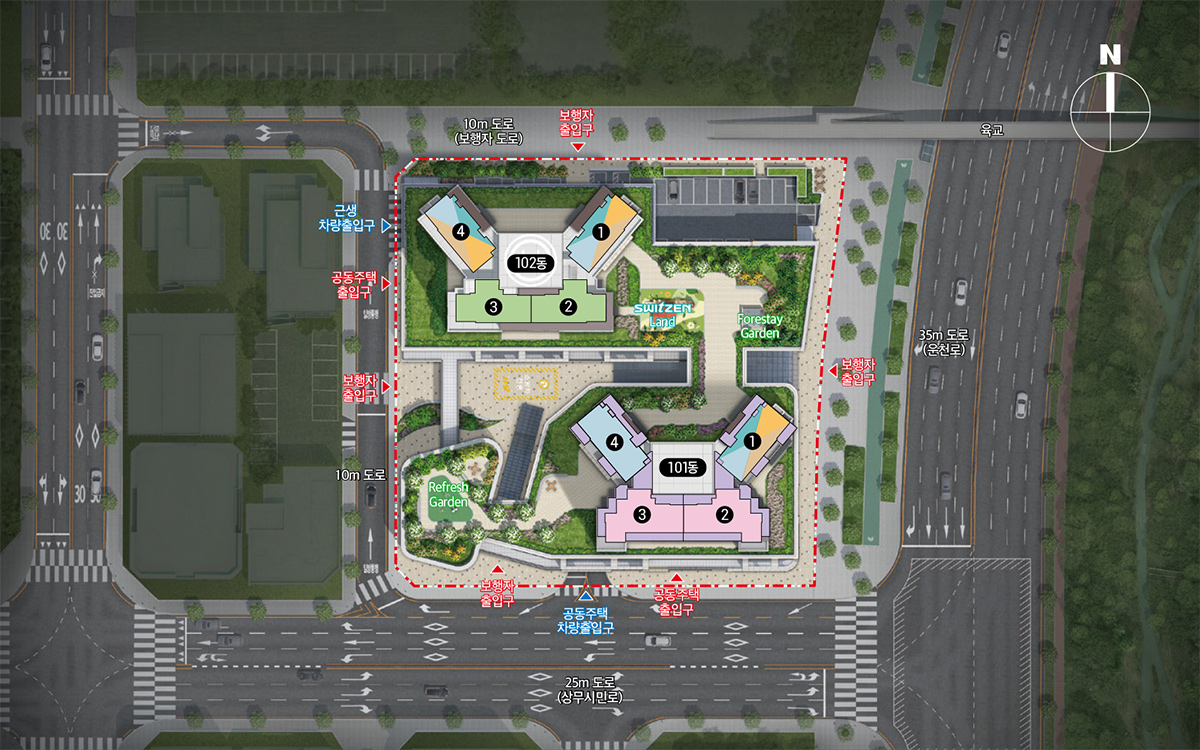 광주 상무 퍼스티넘 스위첸 단지배치도