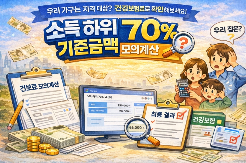 소득 하위 70% 기준 금액 모의계산 총정리