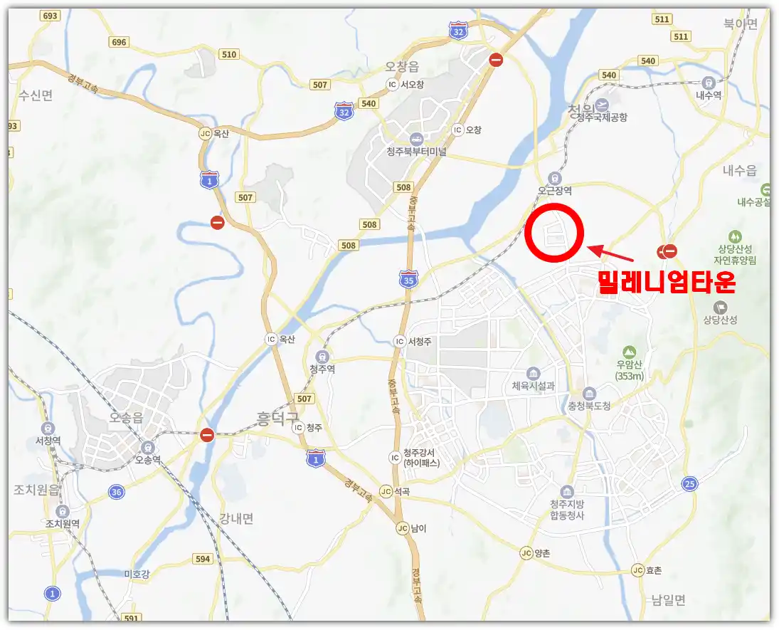 청주 밀레니엄타운, 코스트코 입점 부지 위치 표시