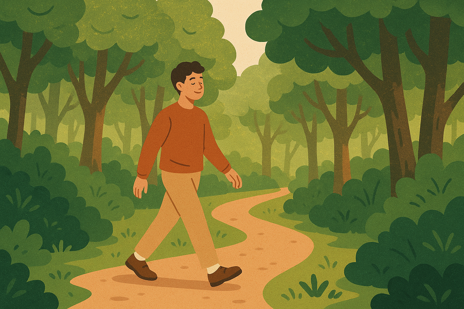 숲속을 걷는 청년