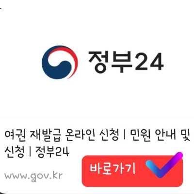 정부24 여권 재발급 온라인 신청 바로 가기