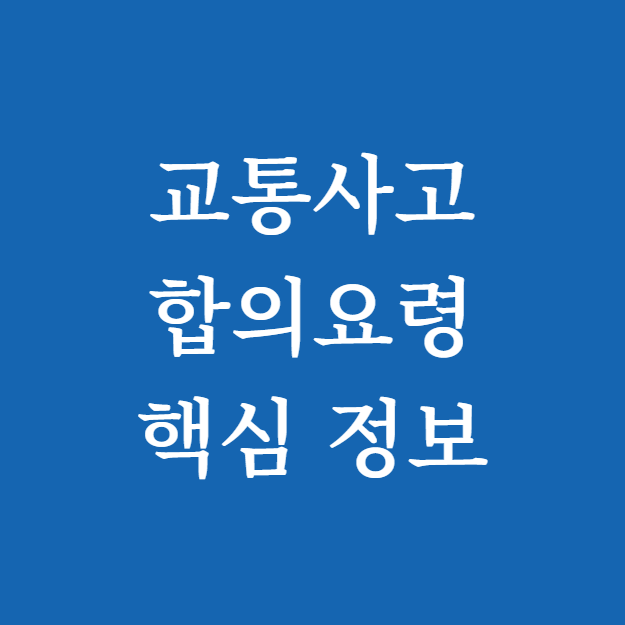 교통사고 합의요령 핵심 정보