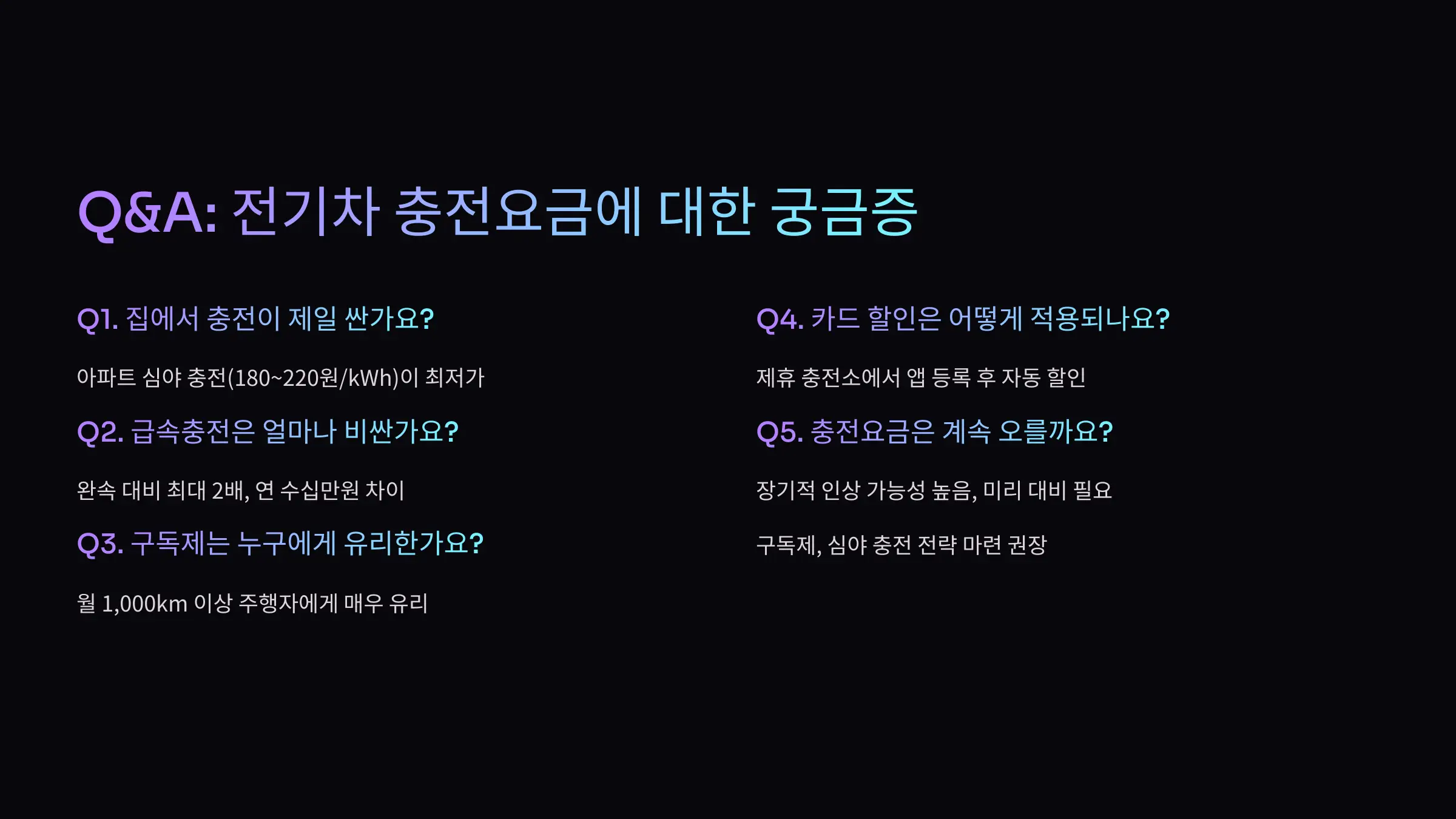 전기차 충전요금에 대한 궁금증 5가지