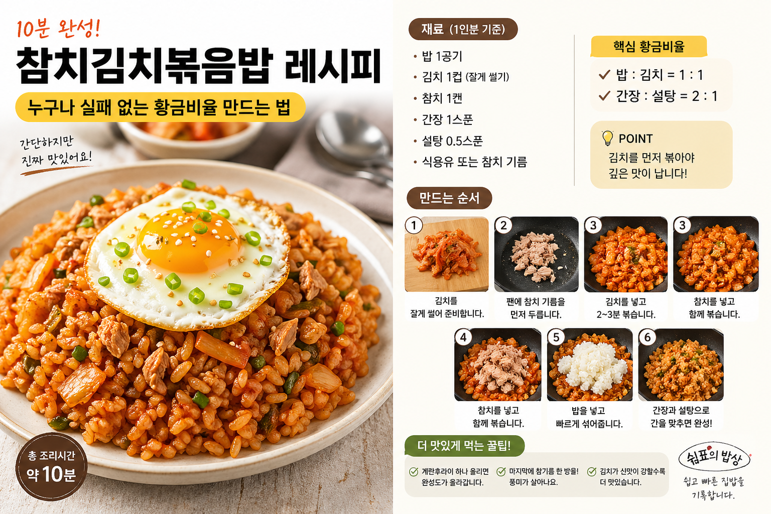 참치김치볶음밥 완성 접사