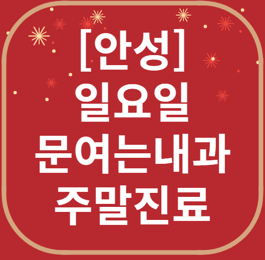 안성 일요일 문 여는 내과 목록 ❘ 토요일 주말 공휴일 병원 바로 찾기