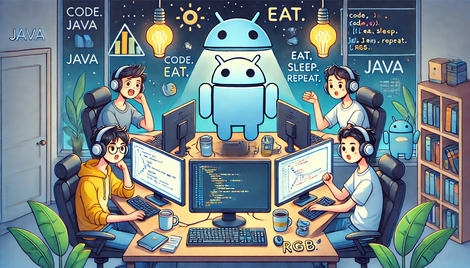 Java 프로그래밍을 하는 프로그래머의 모습