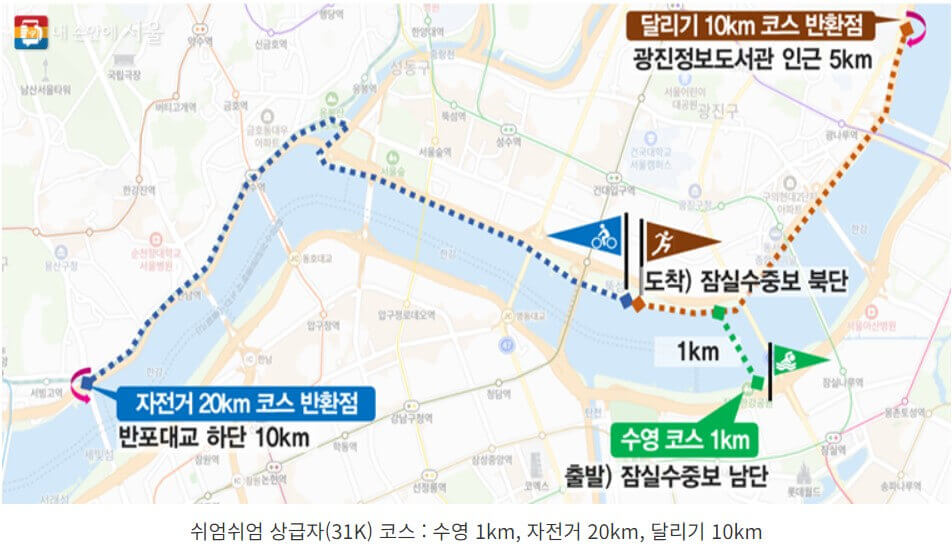 쉬엄쉬엄 한강 3종 축제 경기 코스