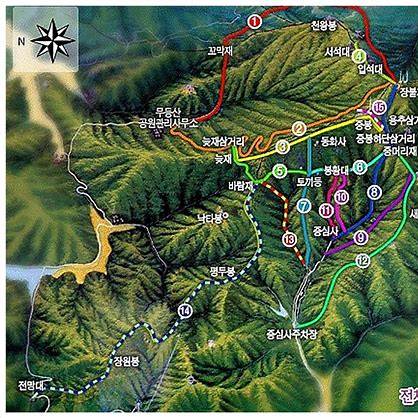무등산 등산코스 지도