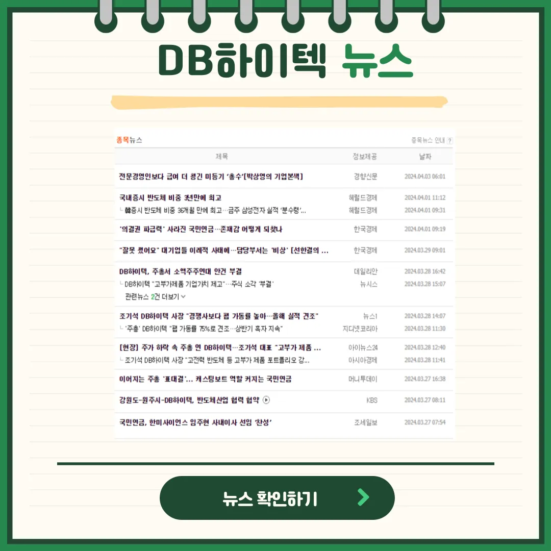 DB하이텍 뉴스