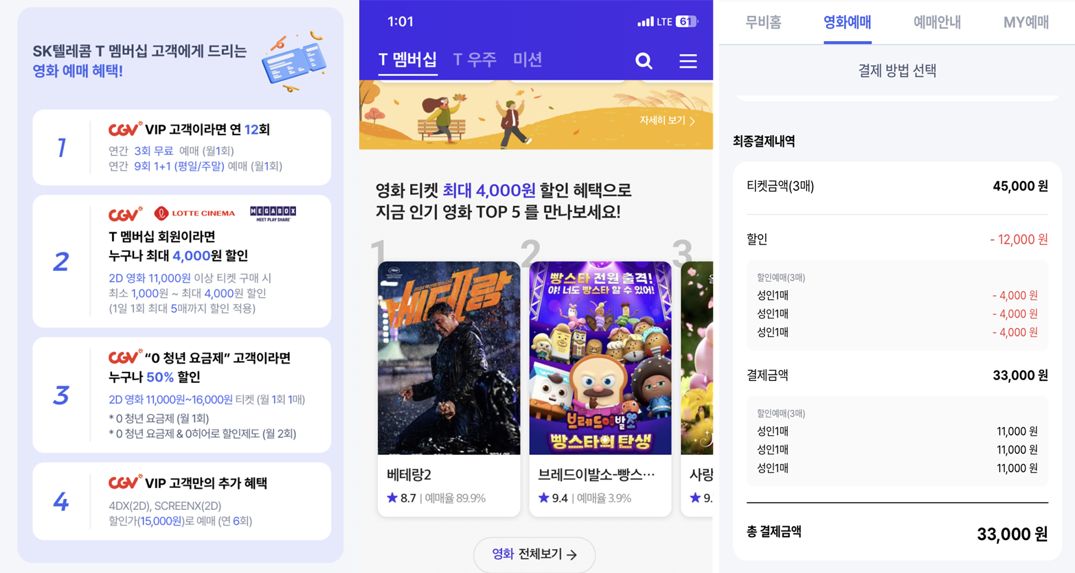 SK텔레콤 T 멤버십 영화 할인