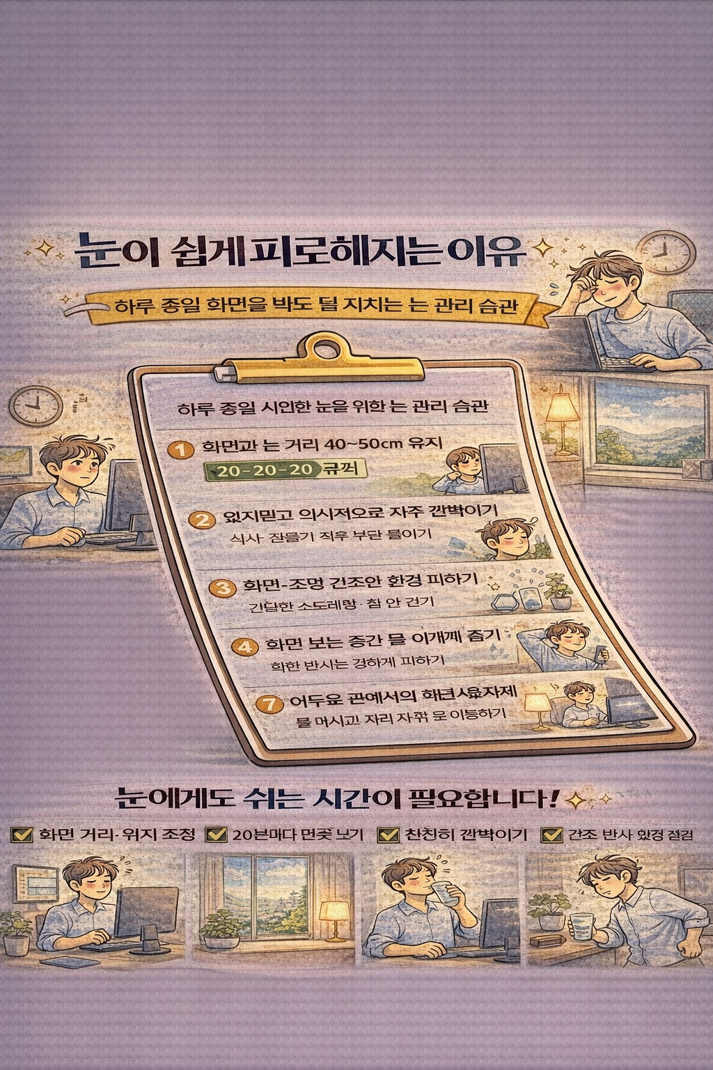 눈이 쉽게 피로해지는 이유, 하루 종일 화면을 봐도 덜 지치는 눈 관리 습관