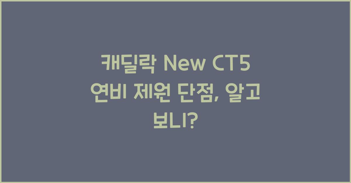 캐딜락 New CT5 연비 제원 단점