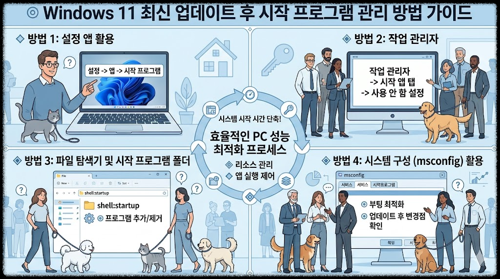 윈도우 11 최신 업데이트 후 변경된 시작 프로그램 관리 방법 확인하기