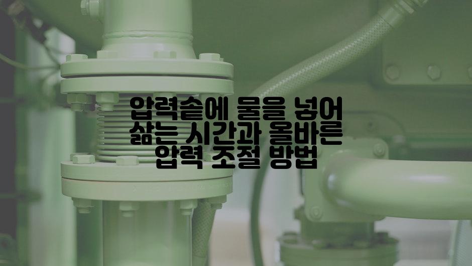 압력솥에 물을 넣어 삶는 시간과 올바른 압력 조절 방법