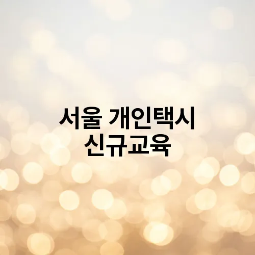 서울 개인택시 신규교육