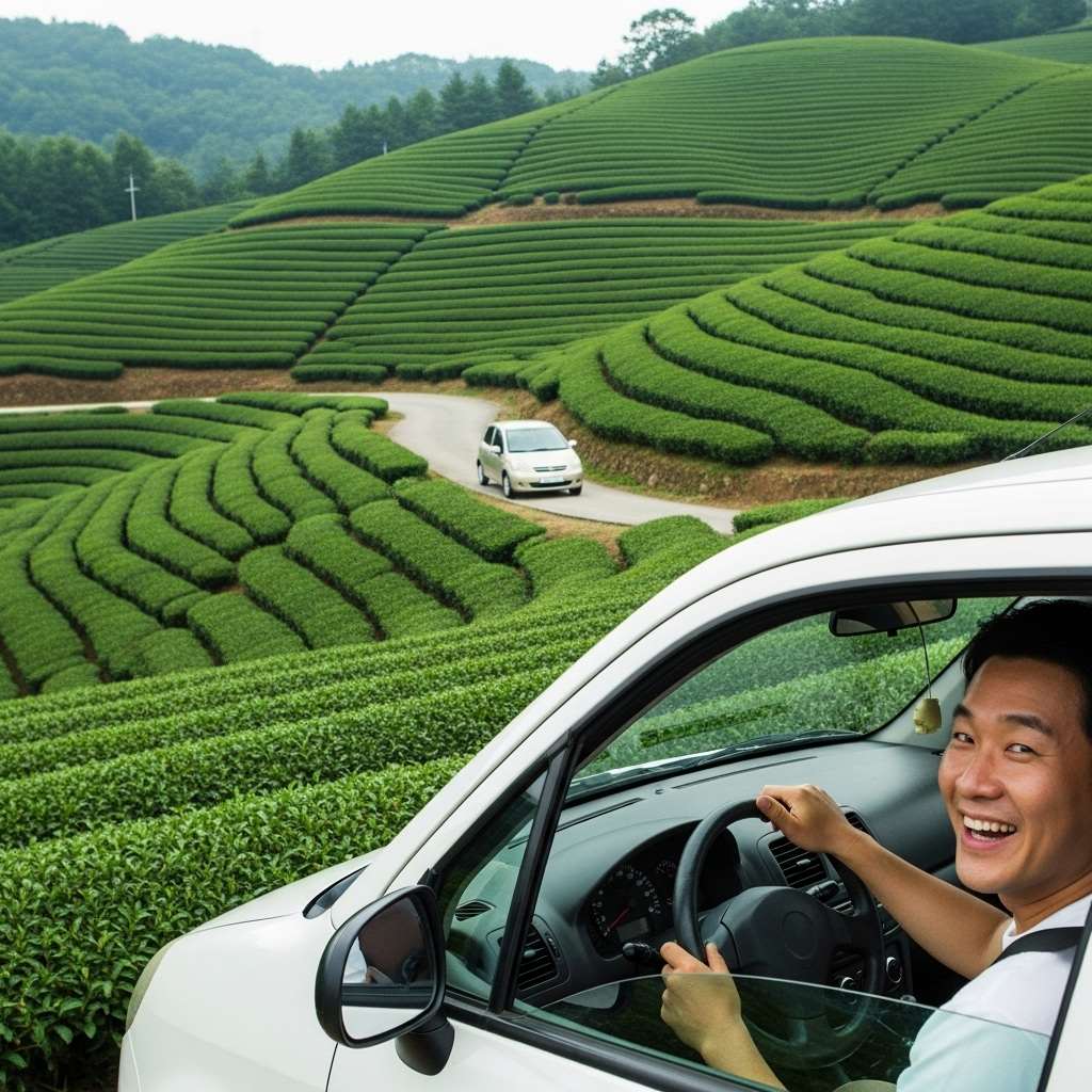 경차 사랑카드, 보성 녹차밭 주차장에서