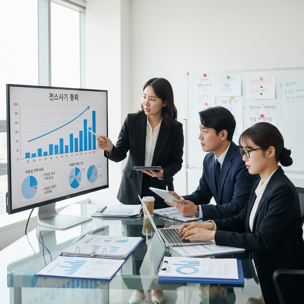 전세사기 통계 그래프와 부동산 피해 사례를 분석하는 장면