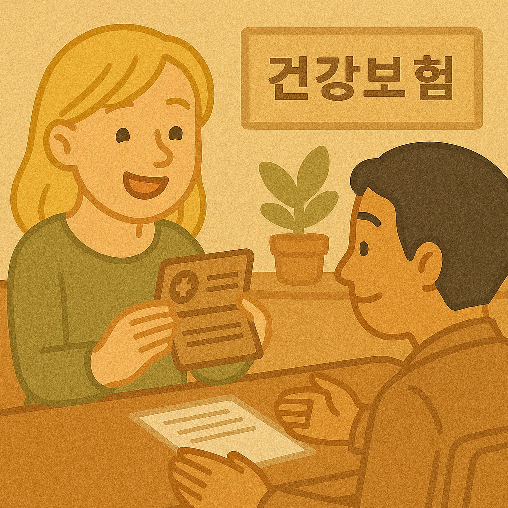 외국인 배우자가 건강보험에 가입하고 있다.