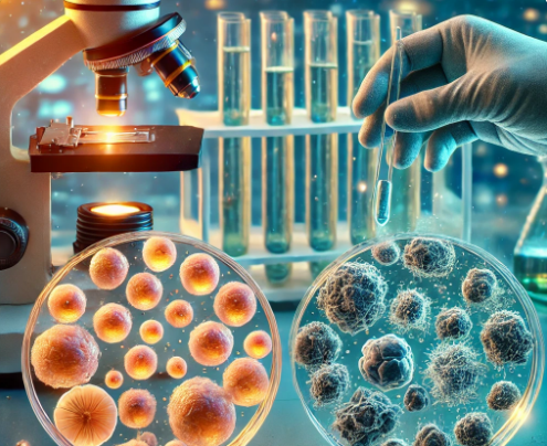 건강한 세포 , 노화된 세포 비교 이미지