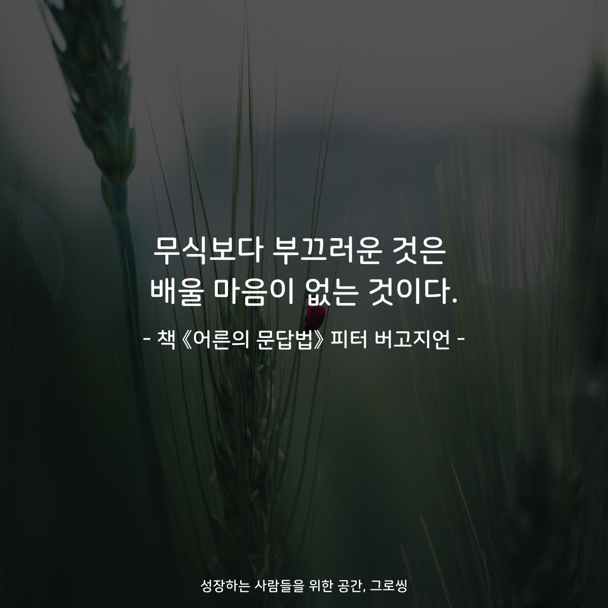 무식보다 부끄러운 것은
배울 마음이 없는 것이다.