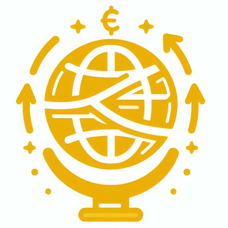 노란색 지구본 경제 로고