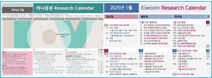 월간 투자 및 증시 캘린더 다운받기