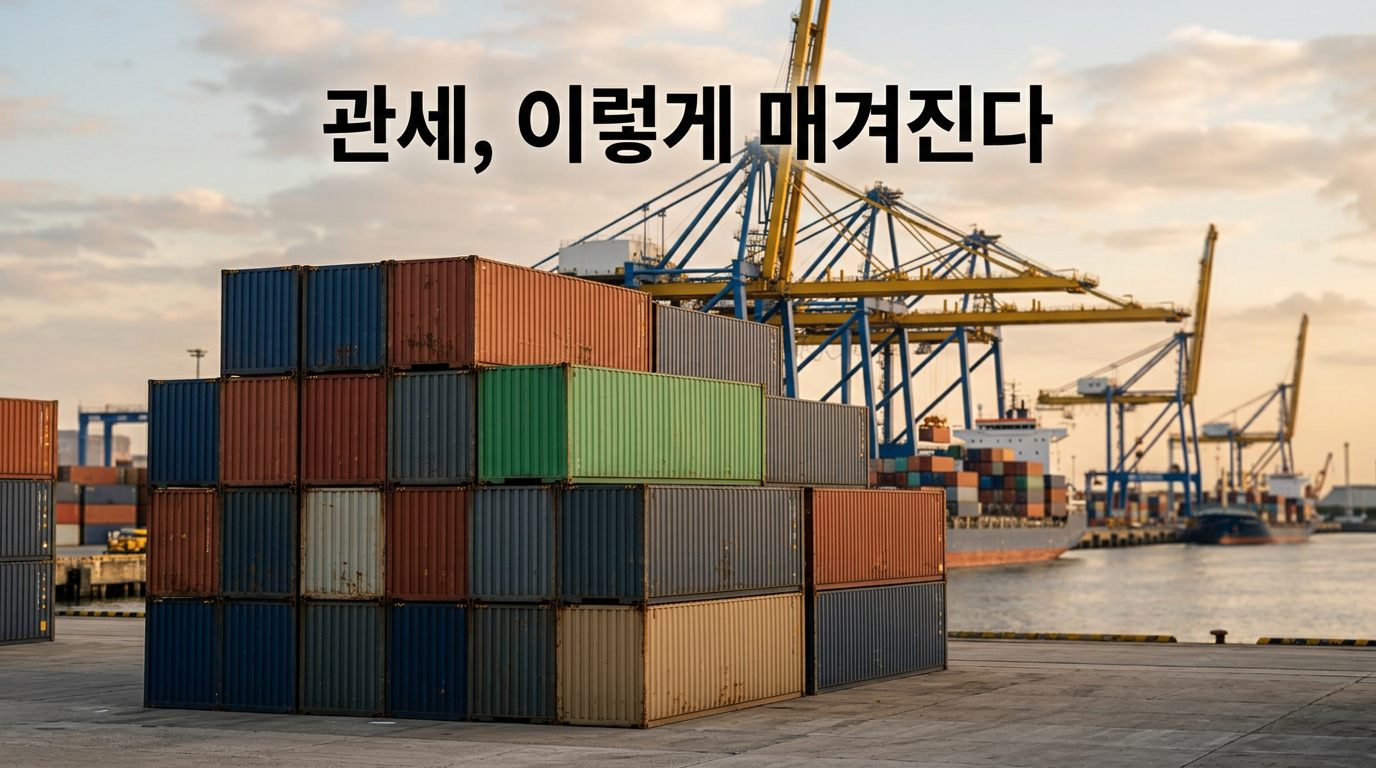 관세 부과 방식을 보여주는 무역 컨테이너 항구 사진