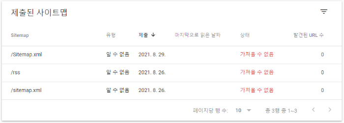 사이트맵 등록시 대소문자 구별