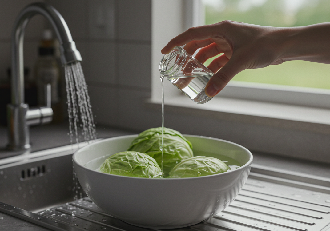 식초로 양배추 씻기