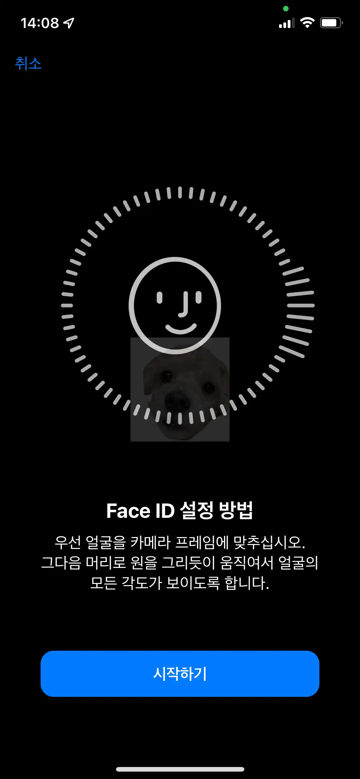 아이폰 FaceID에 얼굴 인식시키기