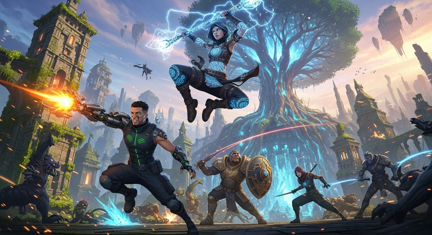 넷플릭스 애니메이션 '아케인 시즌 2'의 화려하고 역동적인 장면.