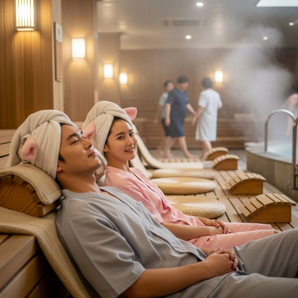 크리스마스 선물, 찜질방에서 기대 쉬고 있는 연인