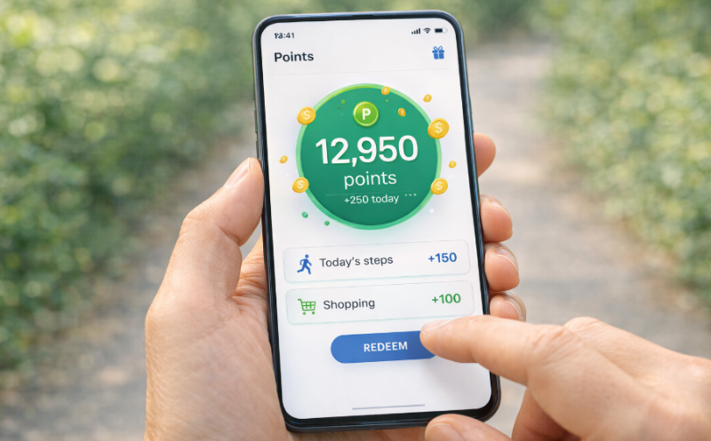 alt="건강생활실천지원금 포인트 적립 화면"