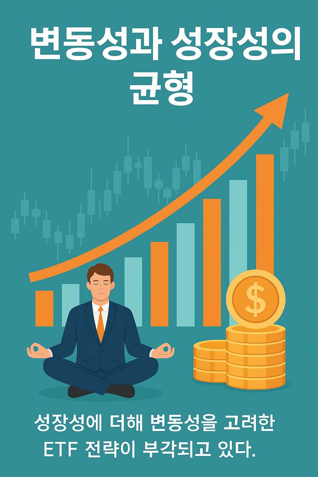 해외 ETF 투자에서 변동성과 성장성의 균형을 시각적으로 표현한 금융 차트 이미지