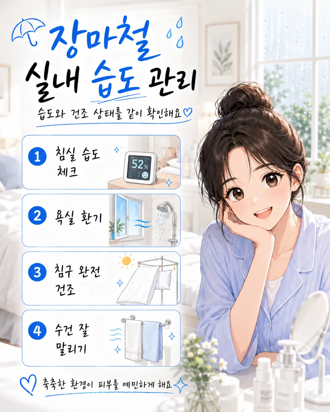 장마철 실내 습도 피부관리