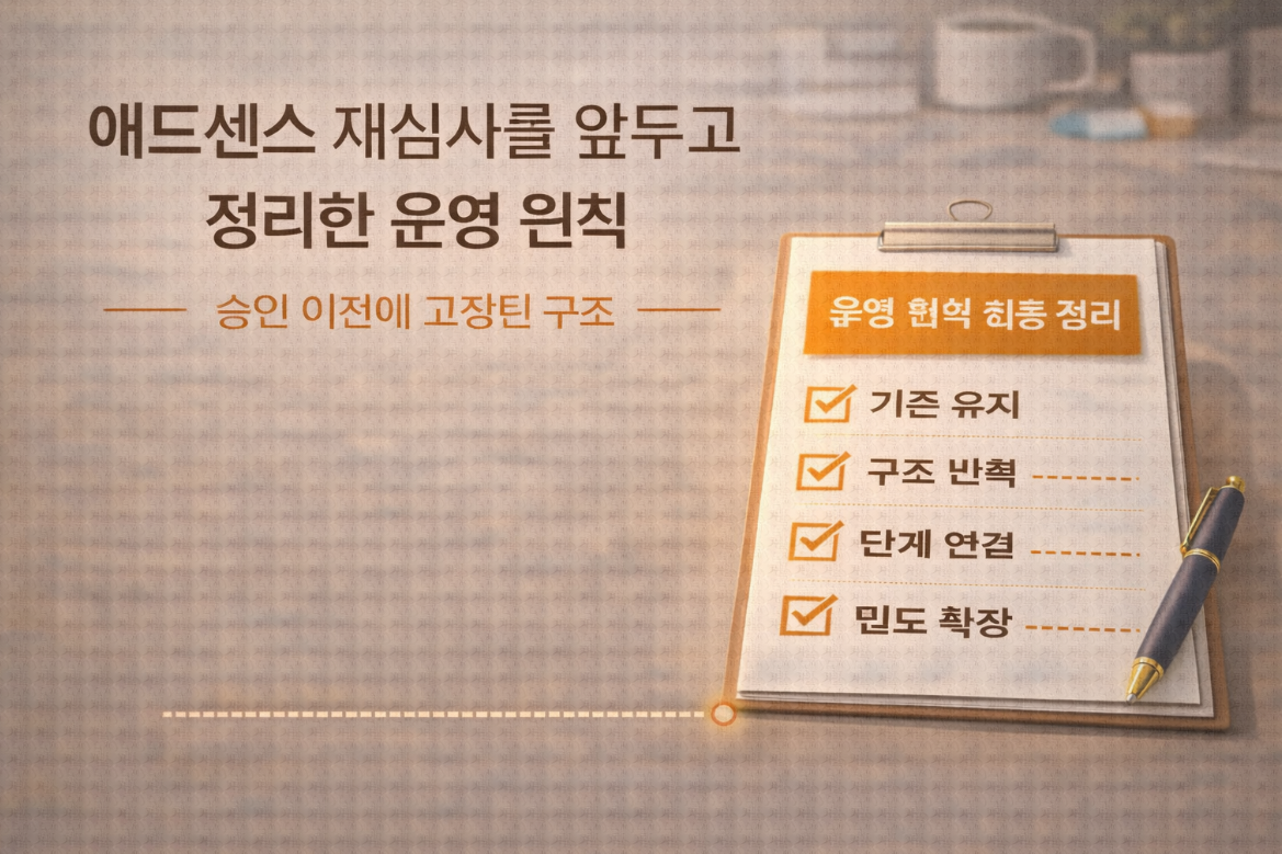 운영 원칙 최종 정리 문서가 놓인 블로그 대표 이미지