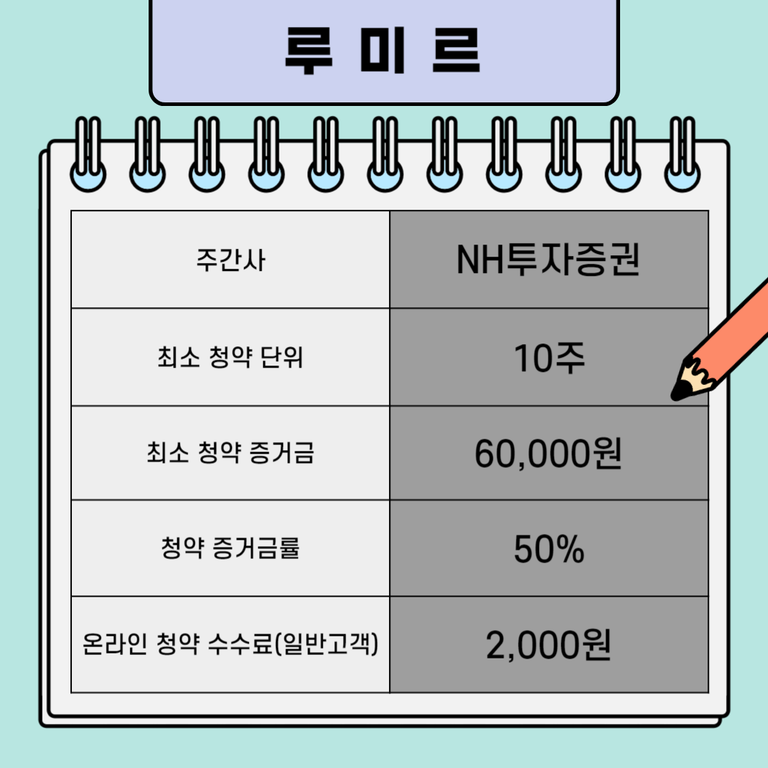 루미르 공모주 청약 단위