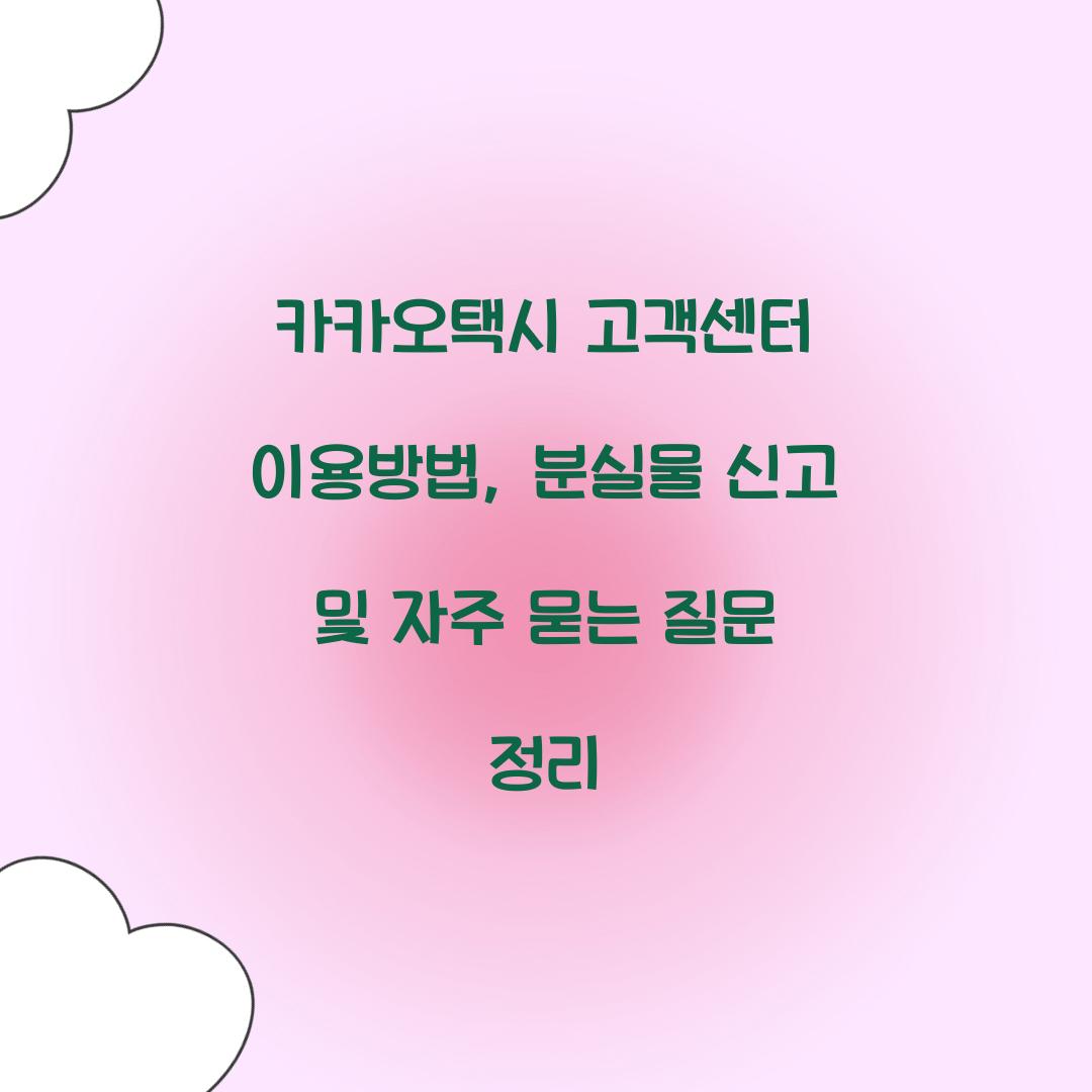 카카오택시 고객센터 이용방법