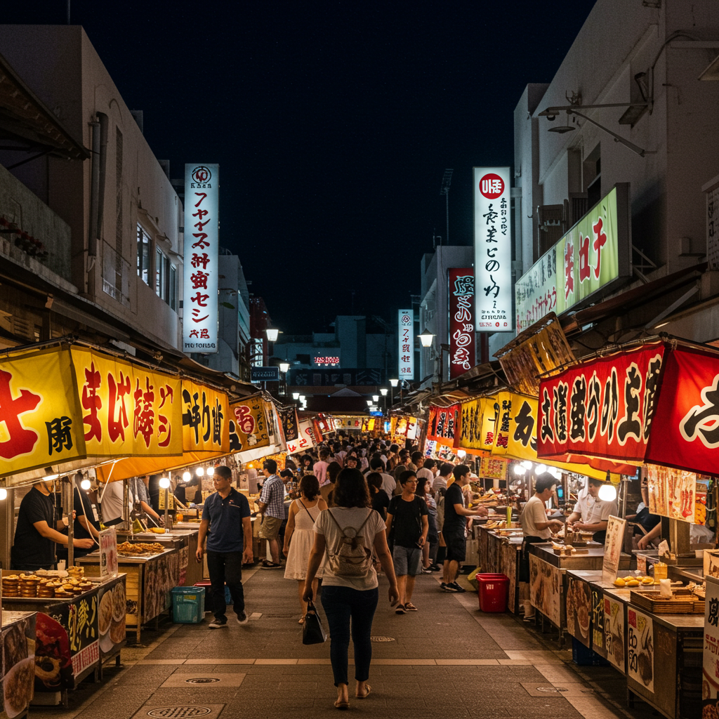 오키나와 국제거리 포장마차 마을 야경 즐기기
