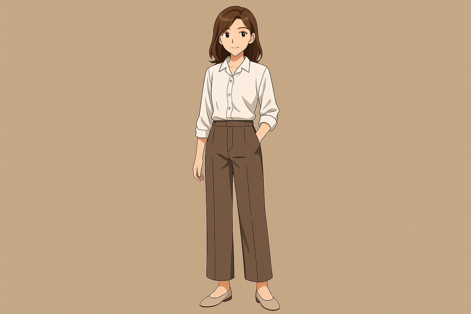 세미 와이드 팬츠 – 하체 라인 전체 커버