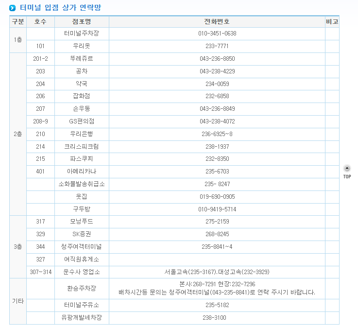 청주시외버스터미널시간표 청주시외버스터미널버스시간표