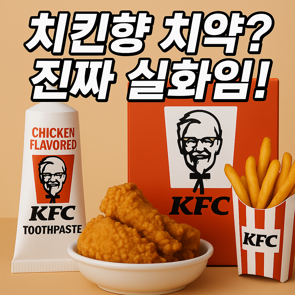 KFC 치킨향 치약 진짜 실화임? 이란 문구가 쓰인 KFC 이미지 사진