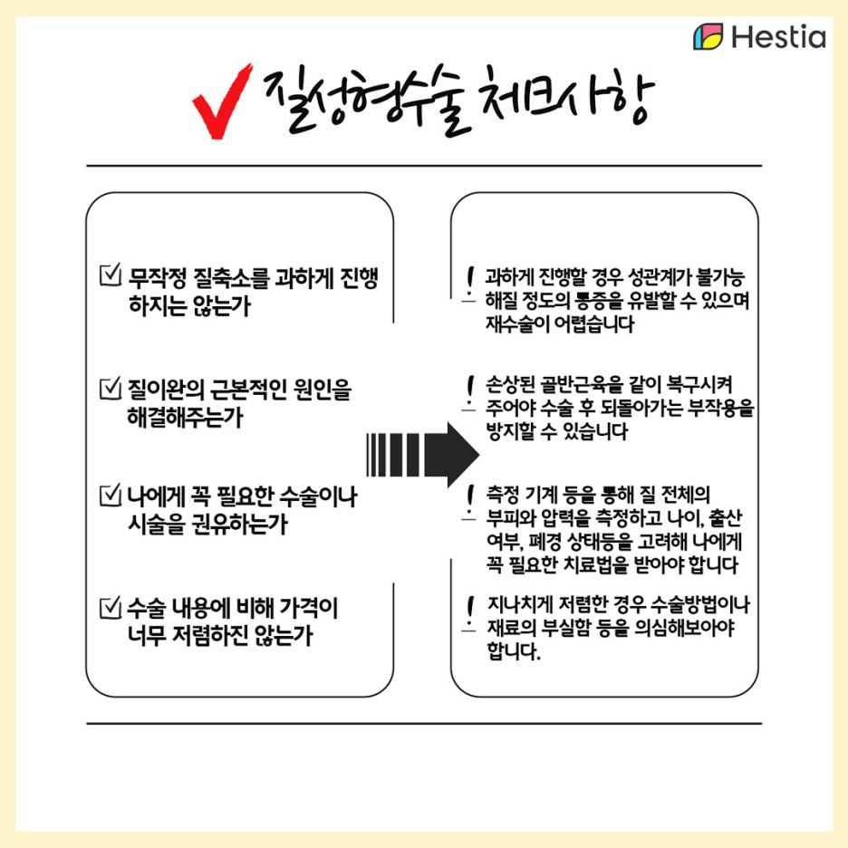 질성형수술체크사항