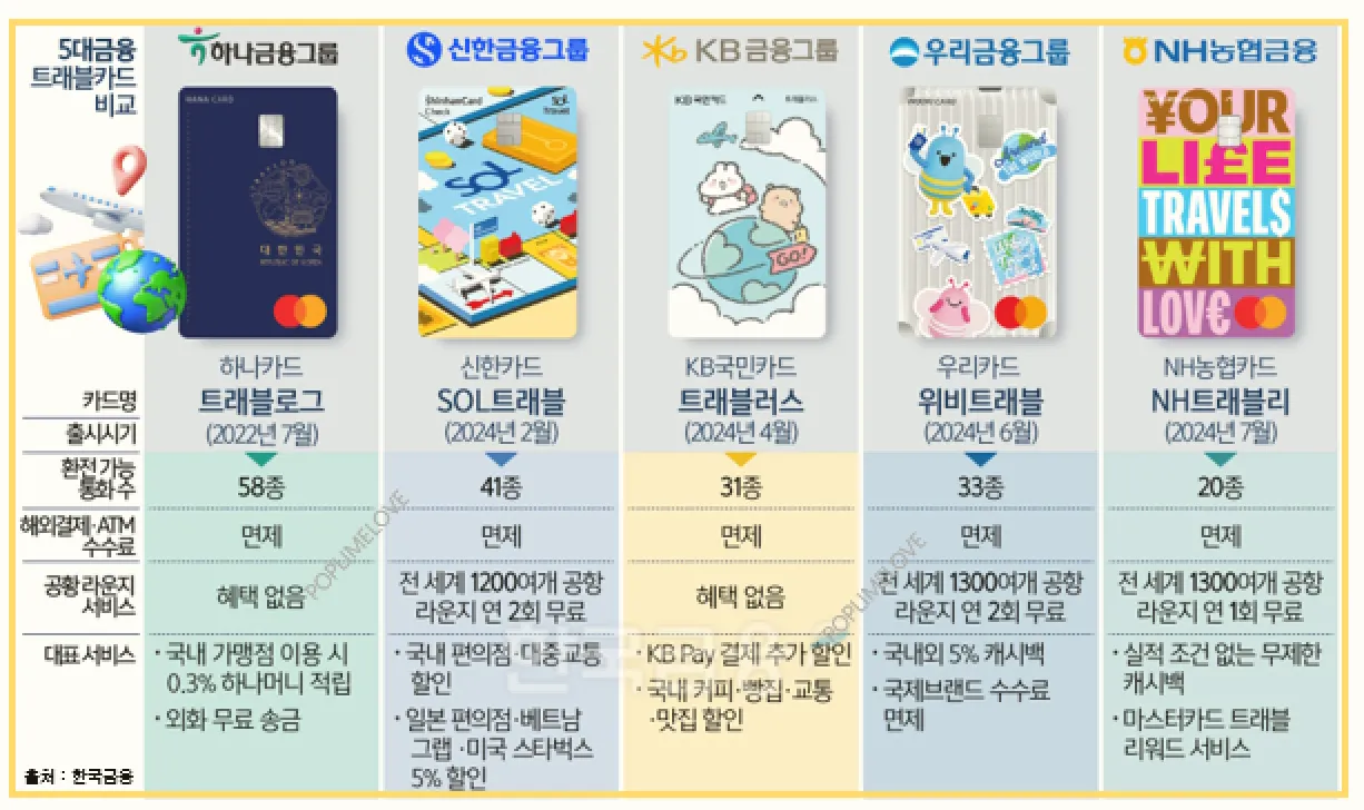 타사 5종 카드 비교