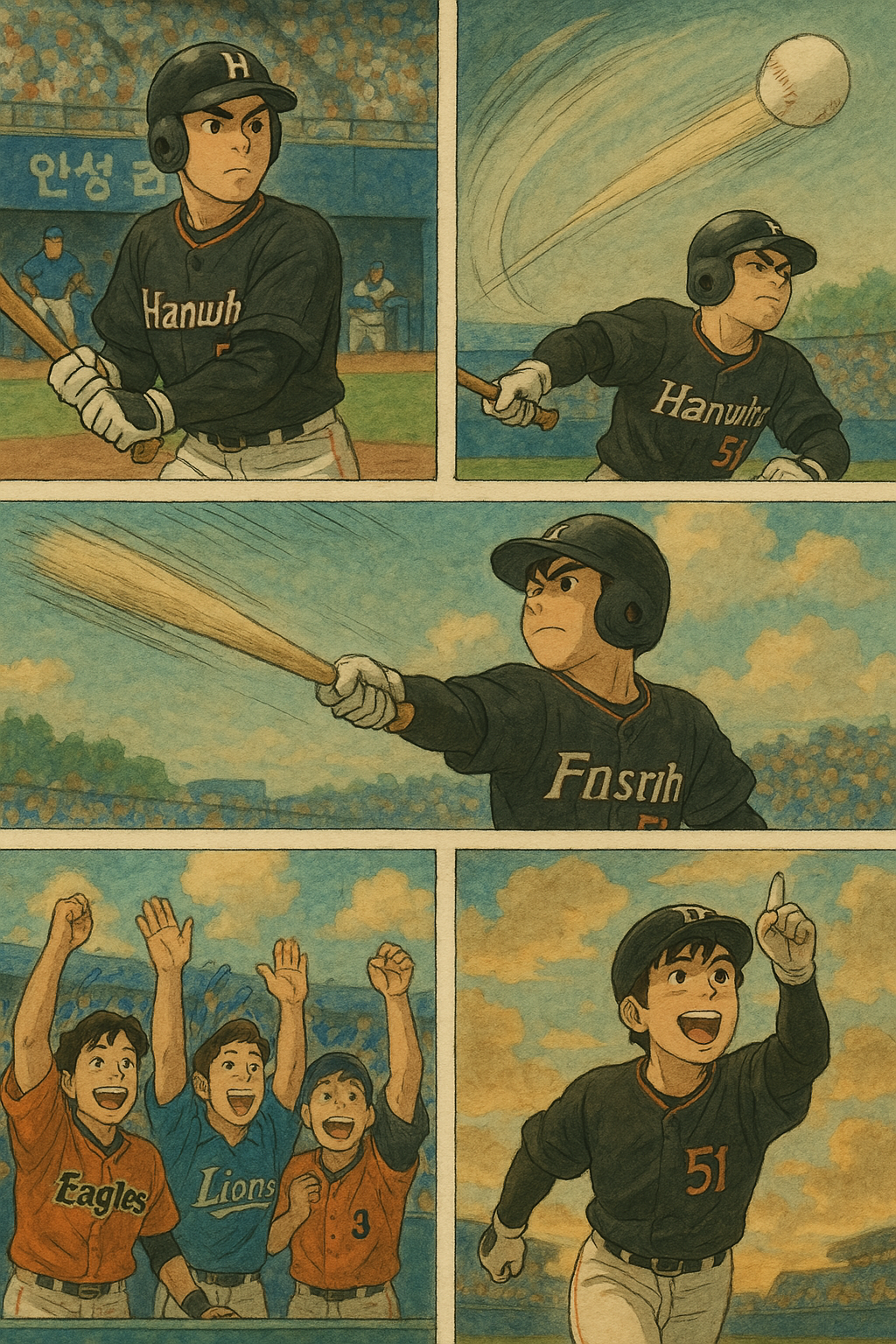 ChatGPT 지브리 만화, 4컷 만화 무료로 만들기, 문현빈 홈런